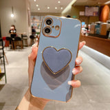 Electroplating Love Heart Holder TPU Phone Case, For iPhone 16, For iPhone 15 Pro Max, For iPhone 15 Pro, For iPhone 15 Plus, For iPhone 15, For iPhone 14 Plus, For iPhone 14, For iPhone 14 Pro