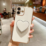 Electroplating Love Heart Holder TPU Phone Case, For iPhone 17e / 16e, For iPhone 17 Pro Max, For iPhone 17 Pro, For iPhone 17, For iPhone Air, For iPhone 16 Pro Max, For iPhone 16 Pro, For iPhone 16 Plus