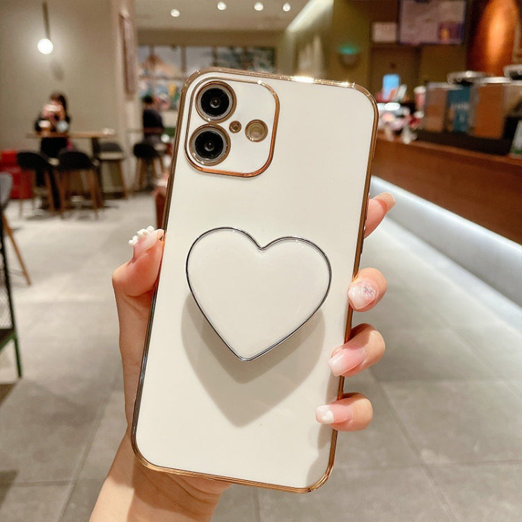 Electroplating Love Heart Holder TPU Phone Case, For iPhone 17e / 16e, For iPhone 17 Pro Max, For iPhone 17 Pro, For iPhone 17, For iPhone Air, For iPhone 16 Pro Max, For iPhone 16 Pro, For iPhone 16 Plus