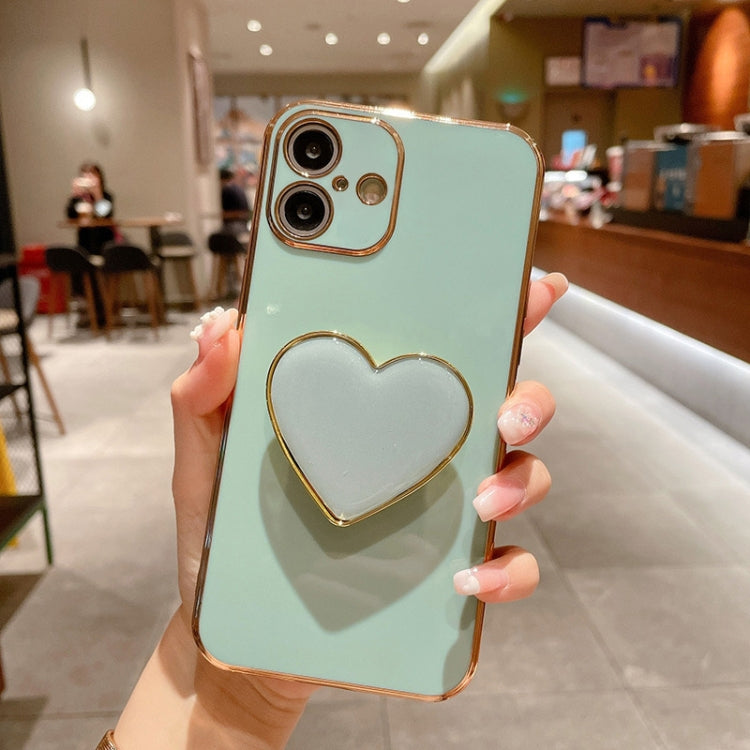 Electroplating Love Heart Holder TPU Phone Case, For iPhone 17e / 16e, For iPhone 17 Pro Max, For iPhone 17 Pro, For iPhone 17, For iPhone Air, For iPhone 16 Pro Max, For iPhone 16 Pro, For iPhone 16 Plus
