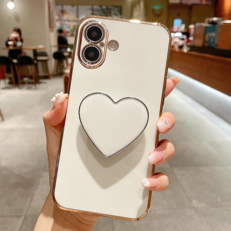 Electroplating Love Heart Holder TPU Phone Case, For iPhone 17e / 16e, For iPhone 17 Pro Max, For iPhone 17 Pro, For iPhone 17, For iPhone Air, For iPhone 16 Pro Max, For iPhone 16 Pro, For iPhone 16 Plus