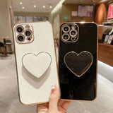Electroplating Love Heart Holder TPU Phone Case, For iPhone 7 Plus / 8 Plus