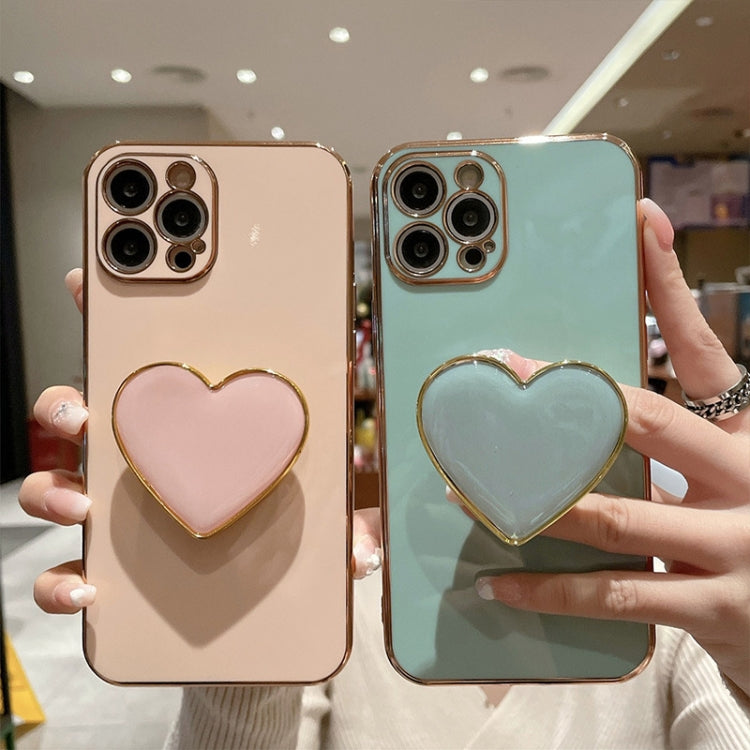 Electroplating Love Heart Holder TPU Phone Case, For iPhone 12 Pro, For iPhone 12 mini, For iPhone 11 Pro Max, For iPhone 11, For iPhone 11 Pro, For iPhone X / XS, For iPhone XR, For iPhone XS Max