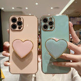 Electroplating Love Heart Holder TPU Phone Case, For iPhone 7 Plus / 8 Plus