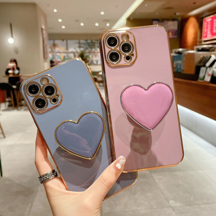 Electroplating Love Heart Holder TPU Phone Case, For iPhone 7 Plus / 8 Plus