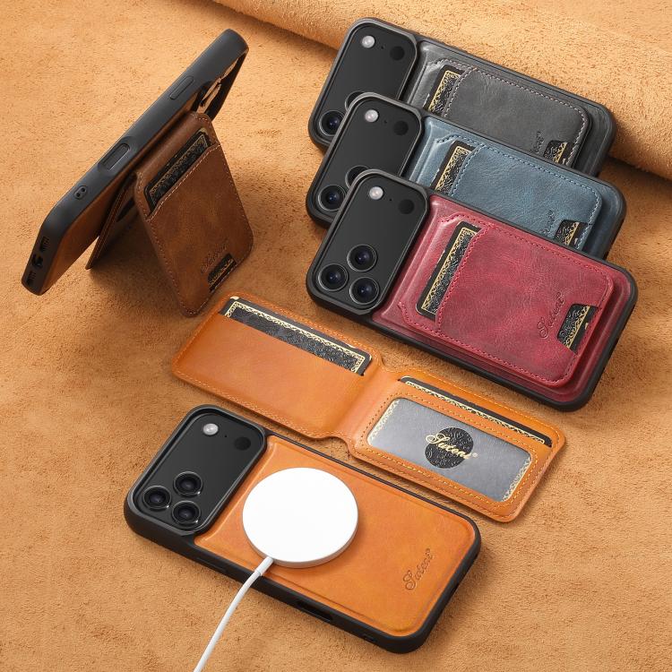 Suteni H15 MagSafe Oil Eax Leather Detachable Wallet Back Phone Case, For iPhone 14 Pro Max, For iPhone 13 Pro Max, For iPhone 13 Pro, For iPhone 13, For iPhone 12, For iPhone 12 Pro Max, For iPhone 12 Pro, For iPhone 17e / 16e