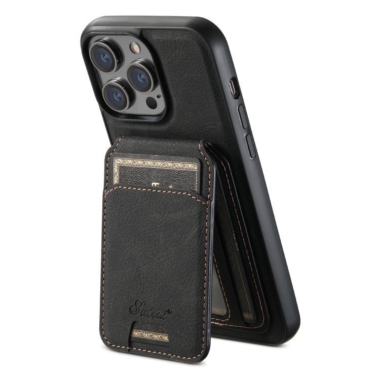 Suteni H16 Litchi Texture Leather Detachable Wallet Back Phone Case, For iPhone 12 Pro, For iPhone 17e / 16e