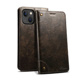 Suteni Baroque Calf Texture Buckle Wallet Leather Phone Case, For iPhone 15