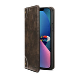 Suteni Baroque Calf Texture Buckle Wallet Leather Phone Case, For iPhone 15