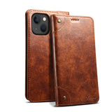 Suteni Baroque Calf Texture Buckle Wallet Leather Phone Case, For iPhone 15