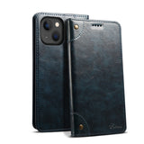 Suteni Baroque Calf Texture Buckle Wallet Leather Phone Case, For iPhone 15