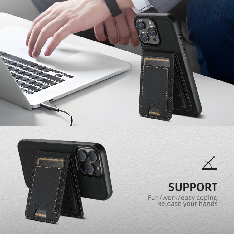 Suteni H17 Litchi Texture Leather MagSafe Detachable Wallet Phone Case, For iPhone 12 Pro, For iPhone 17e / 16e