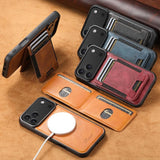 Suteni H17 Oil Eax Leather MagSafe Detachable Wallet Phone Case, For iPhone 14 Pro Max, For iPhone 13 Pro Max, For iPhone 13 Pro, For iPhone 13, For iPhone 12, For iPhone 12 Pro Max, For iPhone 12 Pro, For iPhone 17e / 16e