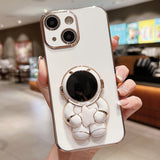 Embrace Stars Electroplating Astronaut Holder Phone Case, For iPhone 16, For iPhone 15 Pro Max, For iPhone 15 Pro, For iPhone 15 Plus, For iPhone 15, For iPhone 14 Plus, For iPhone 14, For iPhone 14 Pro