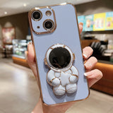Embrace Stars Electroplating Astronaut Holder Phone Case, For iPhone 16, For iPhone 15 Pro Max, For iPhone 15 Pro, For iPhone 15 Plus, For iPhone 15, For iPhone 14 Plus, For iPhone 14, For iPhone 14 Pro