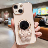 Embrace Stars Electroplating Astronaut Holder Phone Case, For iPhone 16, For iPhone 15 Pro Max, For iPhone 15 Pro, For iPhone 15 Plus, For iPhone 15, For iPhone 14 Plus, For iPhone 14, For iPhone 14 Pro