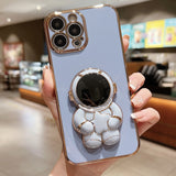 Embrace Stars Electroplating Astronaut Holder Phone Case, For iPhone 14 Pro Max, For iPhone SE 2022 / 7 / 8, For iPhone 13 Pro Max, For iPhone 13 Pro, For  iPhone 13, For  iPhone 13 mini, For iPhone 12, For iPhone 12 Pro Max