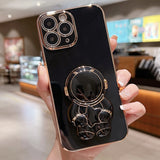 Embrace Stars Electroplating Astronaut Holder Phone Case, For iPhone 12 Pro, For  iPhone 12 mini, For iPhone 11 Pro Max, For iPhone 11, For iPhone 11 Pro, For iPhone X / XS, For iPhone XR, For iPhone XS Max