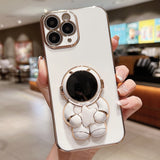 Embrace Stars Electroplating Astronaut Holder Phone Case, For iPhone 12 Pro, For  iPhone 12 mini, For iPhone 11 Pro Max, For iPhone 11, For iPhone 11 Pro, For iPhone X / XS, For iPhone XR, For iPhone XS Max
