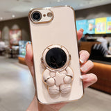 Embrace Stars Electroplating Astronaut Holder Phone Case, For iPhone 14 Pro Max, For iPhone SE 2022 / 7 / 8, For iPhone 13 Pro Max, For iPhone 13 Pro, For  iPhone 13, For  iPhone 13 mini, For iPhone 12, For iPhone 12 Pro Max