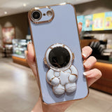 Embrace Stars Electroplating Astronaut Holder Phone Case, For iPhone 14 Pro Max, For iPhone SE 2022 / 7 / 8, For iPhone 13 Pro Max, For iPhone 13 Pro, For  iPhone 13, For  iPhone 13 mini, For iPhone 12, For iPhone 12 Pro Max