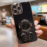 Embrace Stars Electroplating Astronaut Holder Phone Case, For iPhone 12 Pro, For  iPhone 12 mini, For iPhone 11 Pro Max, For iPhone 11, For iPhone 11 Pro, For iPhone X / XS, For iPhone XR, For iPhone XS Max