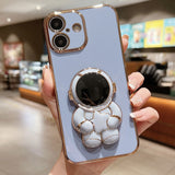 Embrace Stars Electroplating Astronaut Holder Phone Case, For iPhone 16, For iPhone 15 Pro Max, For iPhone 15 Pro, For iPhone 15 Plus, For iPhone 15, For iPhone 14 Plus, For iPhone 14, For iPhone 14 Pro