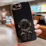 Embrace Stars Electroplating Astronaut Holder Phone Case, For iPhone 17e / 16e, For iPhone 17 Pro Max, For iPhone 17 Pro, For iPhone 17, For iPhone Air, For iPhone 16 Pro Max, For iPhone 16 Pro, For iPhone 16 Plus