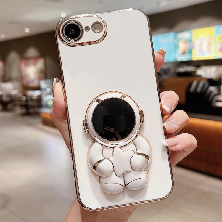 Embrace Stars Electroplating Astronaut Holder Phone Case, For iPhone 17e / 16e, For iPhone 17 Pro Max, For iPhone 17 Pro, For iPhone 17, For iPhone Air, For iPhone 16 Pro Max, For iPhone 16 Pro, For iPhone 16 Plus