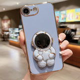 Embrace Stars Electroplating Astronaut Holder Phone Case, For iPhone 17e / 16e, For iPhone 17 Pro Max, For iPhone 17 Pro, For iPhone 17, For iPhone Air, For iPhone 16 Pro Max, For iPhone 16 Pro, For iPhone 16 Plus