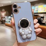 Embrace Stars Electroplating Astronaut Holder Phone Case, For iPhone 17e / 16e, For iPhone 17 Pro Max, For iPhone 17 Pro, For iPhone 17, For iPhone Air, For iPhone 16 Pro Max, For iPhone 16 Pro, For iPhone 16 Plus