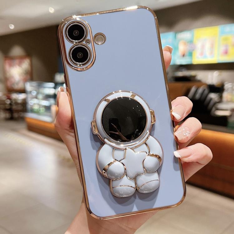 Embrace Stars Electroplating Astronaut Holder Phone Case, For iPhone 17e / 16e, For iPhone 17 Pro Max, For iPhone 17 Pro, For iPhone 17, For iPhone Air, For iPhone 16 Pro Max, For iPhone 16 Pro, For iPhone 16 Plus