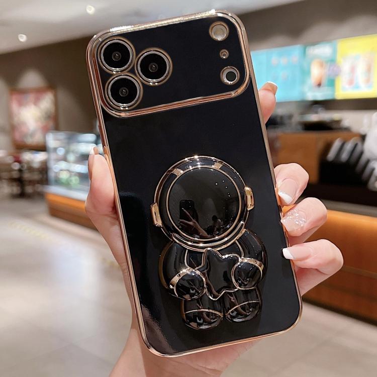Embrace Stars Electroplating Astronaut Holder Phone Case, For iPhone 17e / 16e, For iPhone 17 Pro Max, For iPhone 17 Pro, For iPhone 17, For iPhone Air, For iPhone 16 Pro Max, For iPhone 16 Pro, For iPhone 16 Plus