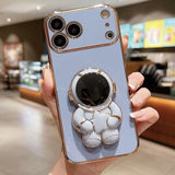 Embrace Stars Electroplating Astronaut Holder Phone Case, For iPhone 17e / 16e, For iPhone 17 Pro Max, For iPhone 17 Pro, For iPhone 17, For iPhone Air, For iPhone 16 Pro Max, For iPhone 16 Pro, For iPhone 16 Plus