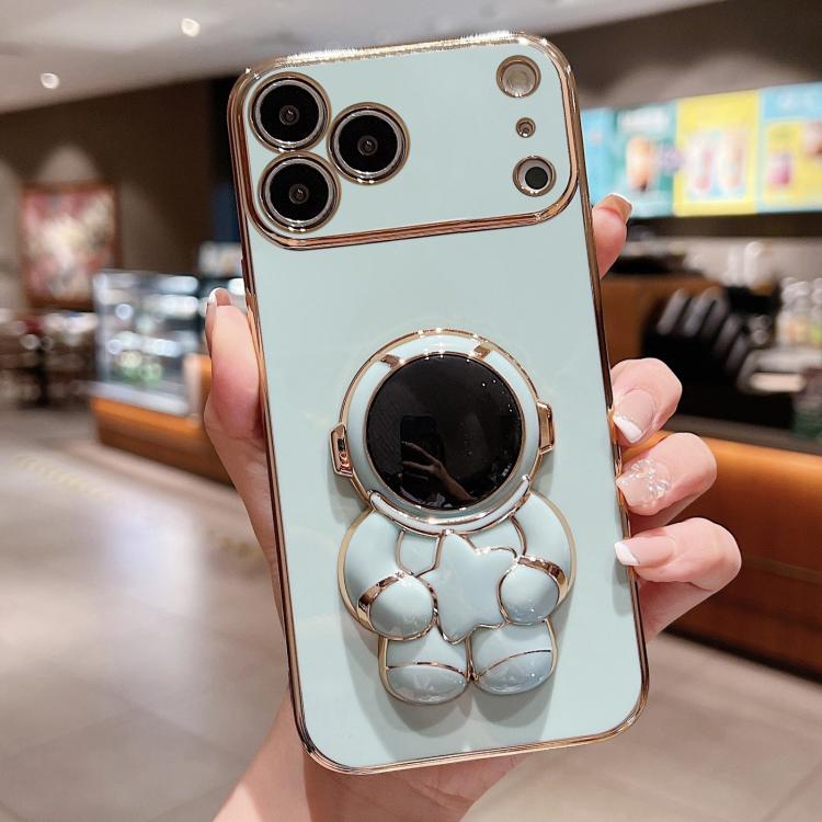 Embrace Stars Electroplating Astronaut Holder Phone Case, For iPhone 17e / 16e, For iPhone 17 Pro Max, For iPhone 17 Pro, For iPhone 17, For iPhone Air, For iPhone 16 Pro Max, For iPhone 16 Pro, For iPhone 16 Plus