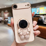 Embrace Stars Electroplating Astronaut Holder Phone Case, For iPhone 17e / 16e, For iPhone 17 Pro Max, For iPhone 17 Pro, For iPhone 17, For iPhone Air, For iPhone 16 Pro Max, For iPhone 16 Pro, For iPhone 16 Plus