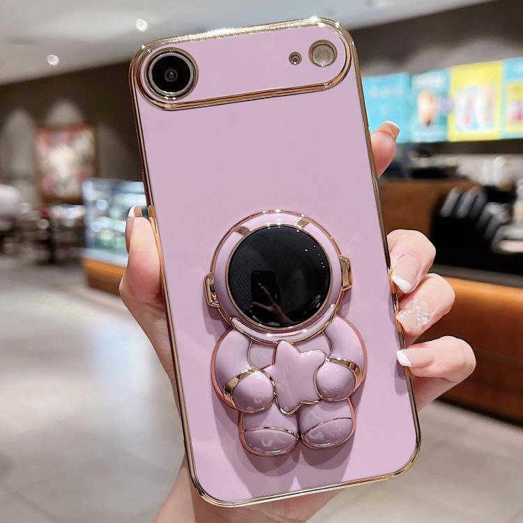 Embrace Stars Electroplating Astronaut Holder Phone Case, For iPhone 17e / 16e, For iPhone 17 Pro Max, For iPhone 17 Pro, For iPhone 17, For iPhone Air, For iPhone 16 Pro Max, For iPhone 16 Pro, For iPhone 16 Plus