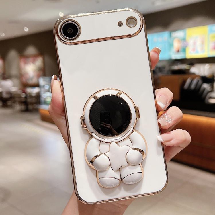 Embrace Stars Electroplating Astronaut Holder Phone Case, For iPhone 17e / 16e, For iPhone 17 Pro Max, For iPhone 17 Pro, For iPhone 17, For iPhone Air, For iPhone 16 Pro Max, For iPhone 16 Pro, For iPhone 16 Plus