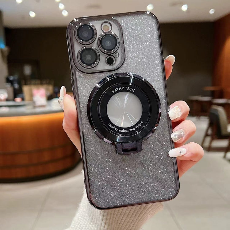 Electroplated Holder Gradient Glitter MagSafe Phone Case, For iPhone 16, For iPhone 15 Pro Max, For iPhone 15 Pro, For iPhone 15 Plus, For iPhone 15, For iPhone 14 Plus, For iPhone 14, For iPhone 14 Pro
