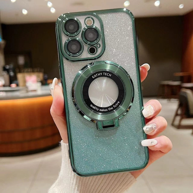 Electroplated Holder Gradient Glitter MagSafe Phone Case, For iPhone 16, For iPhone 15 Pro Max, For iPhone 15 Pro, For iPhone 15 Plus, For iPhone 15, For iPhone 14 Plus, For iPhone 14, For iPhone 14 Pro