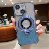 Electroplated Holder Gradient Glitter MagSafe Phone Case, For iPhone 16, For iPhone 15 Pro Max, For iPhone 15 Pro, For iPhone 15 Plus, For iPhone 15, For iPhone 14 Plus, For iPhone 14, For iPhone 14 Pro