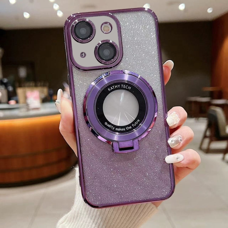 Electroplated Holder Gradient Glitter MagSafe Phone Case, For iPhone 16, For iPhone 15 Pro Max, For iPhone 15 Pro, For iPhone 15 Plus, For iPhone 15, For iPhone 14 Plus, For iPhone 14, For iPhone 14 Pro