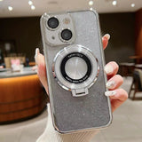 Electroplated Holder Gradient Glitter MagSafe Phone Case, For iPhone 16, For iPhone 15 Pro Max, For iPhone 15 Pro, For iPhone 15 Plus, For iPhone 15, For iPhone 14 Plus, For iPhone 14, For iPhone 14 Pro