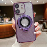 Electroplated Holder Gradient Glitter MagSafe Phone Case, For iPhone 14 Pro Max, For iPhone 7 / 8 / SE 2022, For iPhone 13 Pro Max, For iPhone 13 Pro, For iPhone 13, For iPhone 13 mini, For iPhone 12, For iPhone 12 Pro Max