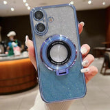 Electroplated Holder Gradient Glitter MagSafe Phone Case, For iPhone 16, For iPhone 15 Pro Max, For iPhone 15 Pro, For iPhone 15 Plus, For iPhone 15, For iPhone 14 Plus, For iPhone 14, For iPhone 14 Pro