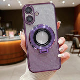 Electroplated Holder Gradient Glitter MagSafe Phone Case, For iPhone 16, For iPhone 15 Pro Max, For iPhone 15 Pro, For iPhone 15 Plus, For iPhone 15, For iPhone 14 Plus, For iPhone 14, For iPhone 14 Pro