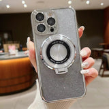 Electroplated Holder Gradient Glitter MagSafe Phone Case, For iPhone 17e / 16e, For iPhone 17 Pro Max, For iPhone 17 Pro, For iPhone 17, For iPhone Air, For iPhone 16 Pro Max, For iPhone 16 Pro, For iPhone 16 Plus