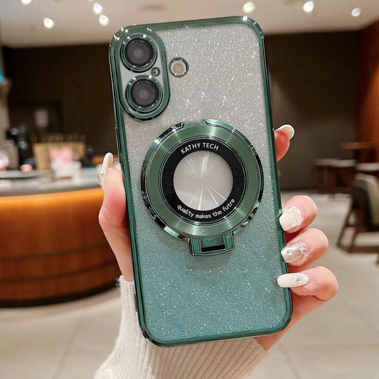 Electroplated Holder Gradient Glitter MagSafe Phone Case, For iPhone 17e / 16e, For iPhone 17 Pro Max, For iPhone 17 Pro, For iPhone 17, For iPhone Air, For iPhone 16 Pro Max, For iPhone 16 Pro, For iPhone 16 Plus