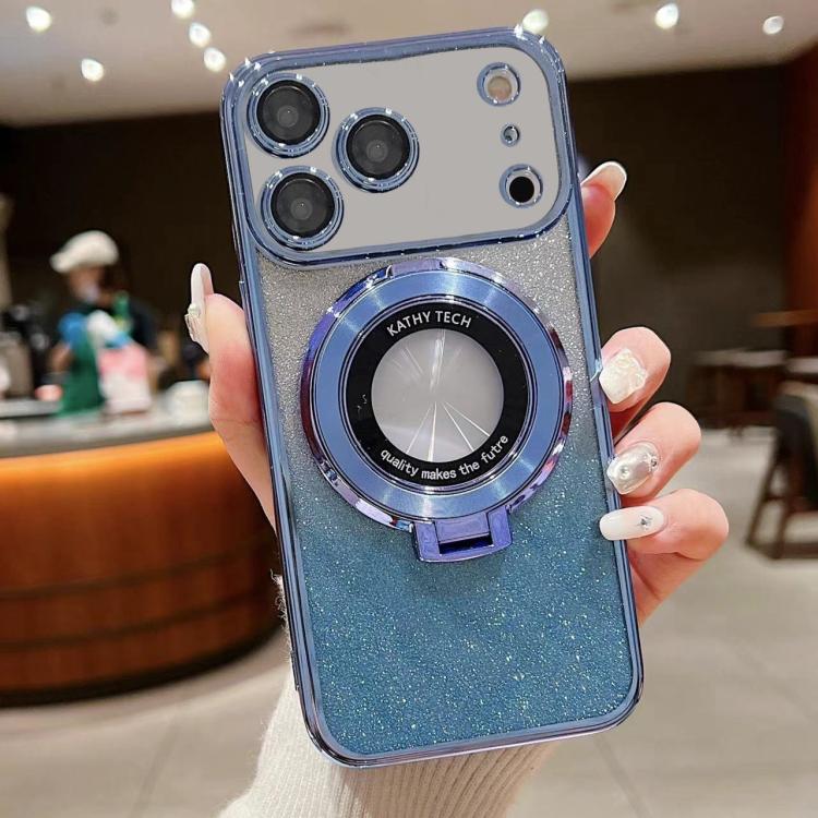 Electroplated Holder Gradient Glitter MagSafe Phone Case, For iPhone 17e / 16e, For iPhone 17 Pro Max, For iPhone 17 Pro, For iPhone 17, For iPhone Air, For iPhone 16 Pro Max, For iPhone 16 Pro, For iPhone 16 Plus