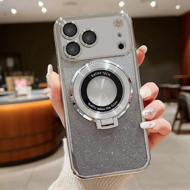 Electroplated Holder Gradient Glitter MagSafe Phone Case, For iPhone 17e / 16e, For iPhone 17 Pro Max, For iPhone 17 Pro, For iPhone 17, For iPhone Air, For iPhone 16 Pro Max, For iPhone 16 Pro, For iPhone 16 Plus
